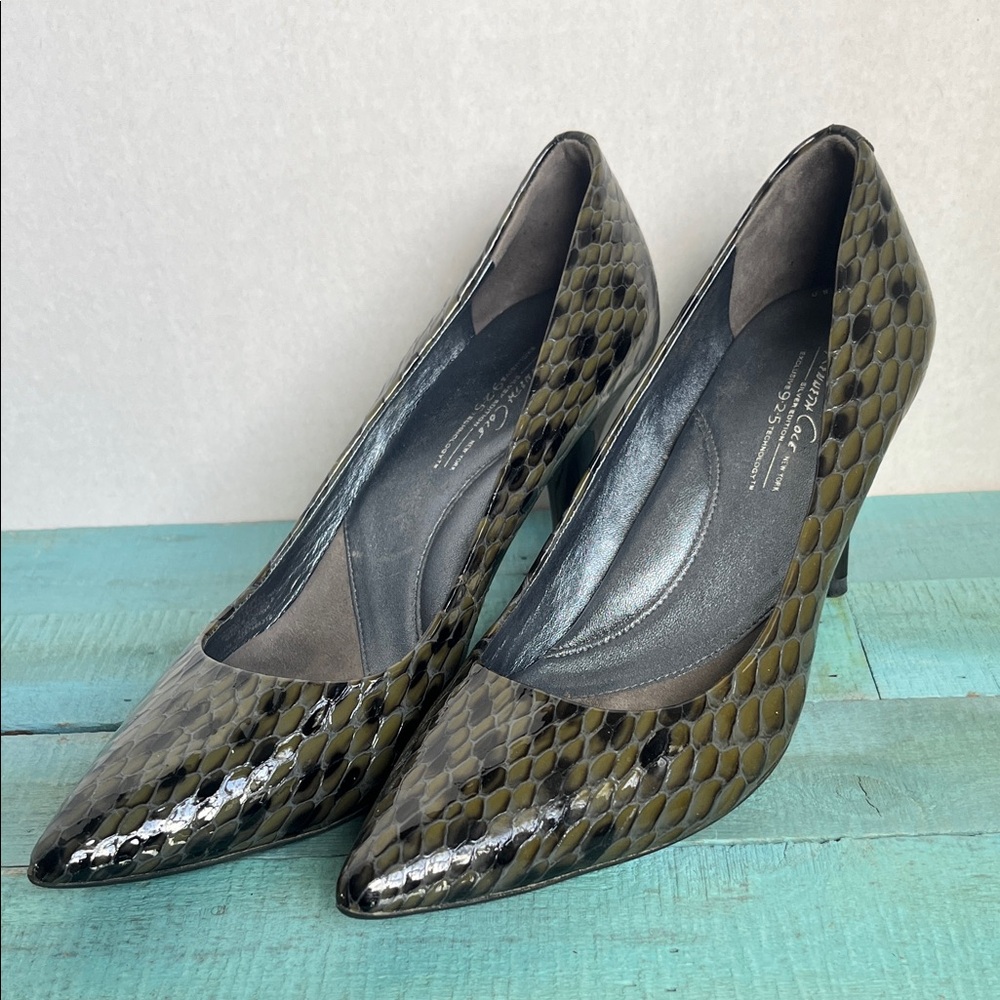Kenneth Cole New York Olive Snake Print Heels